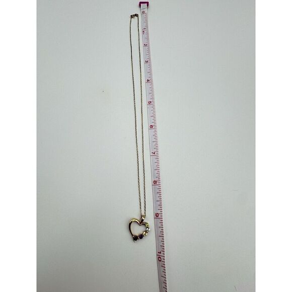 Vermeil 925 Sterling Silver Heart Pendant 5 Prong Set Natural Stone 18” Chain - Picture 6 of 7